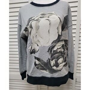 J. Crew Oversized Sweatshirt in Exploded Floral Gray Size XS B5882 100% Cotton